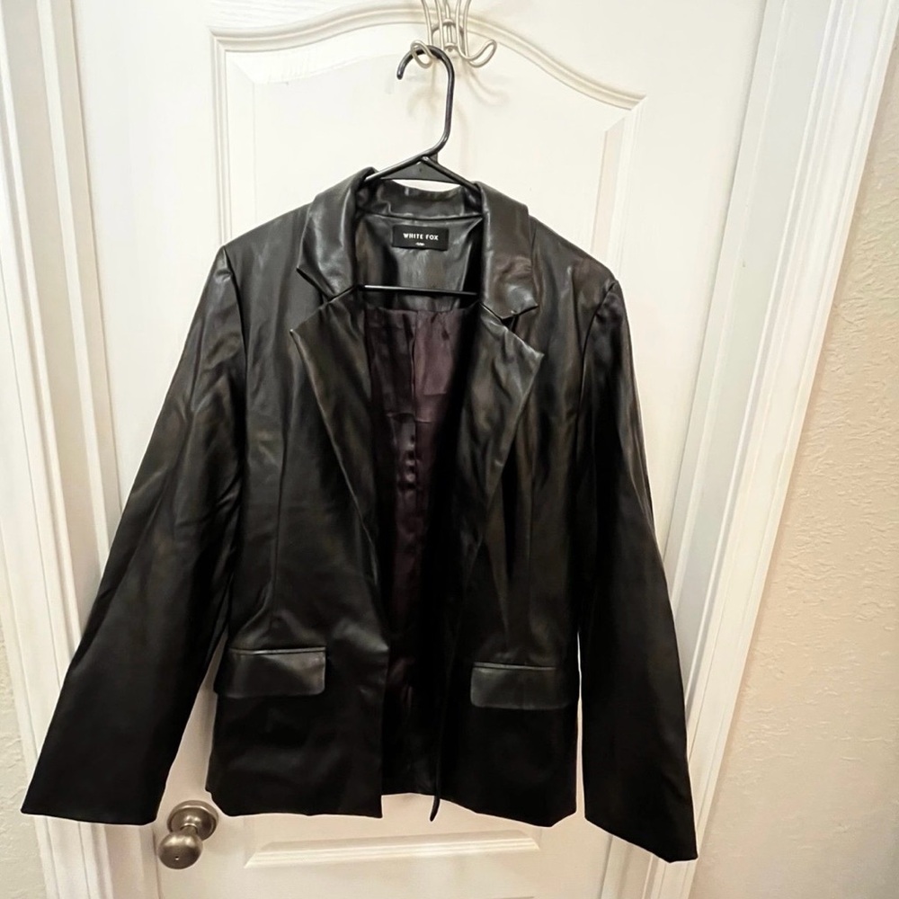 Faux Leather White Fox Boutique Blazer